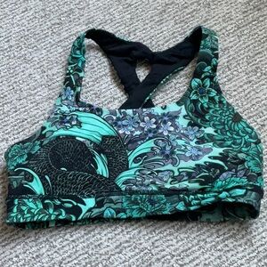 lululemon athletica Floral Sports Bra - Black and Green